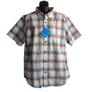 Columbia Button Down Shirt Men's Multicolor Plaid Shortsleeve Size Medium NWT